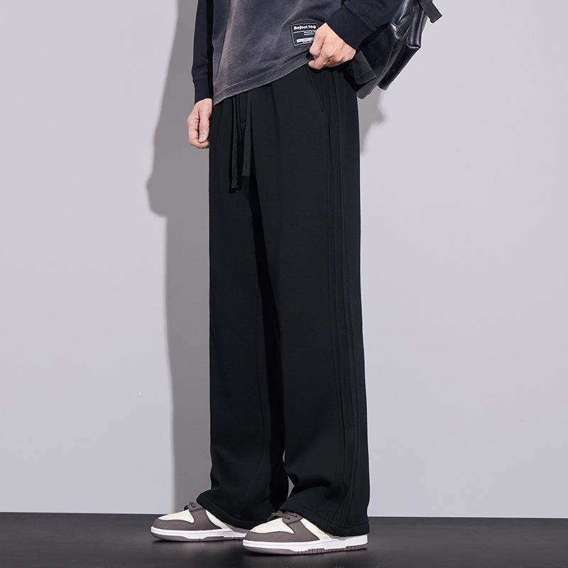 

Мужские зимние прямые брюки из плотного бархата с полосками в виде трех полос — свободная, модная, высококачественная повседневная спортивная одежда. XL (70 kg)