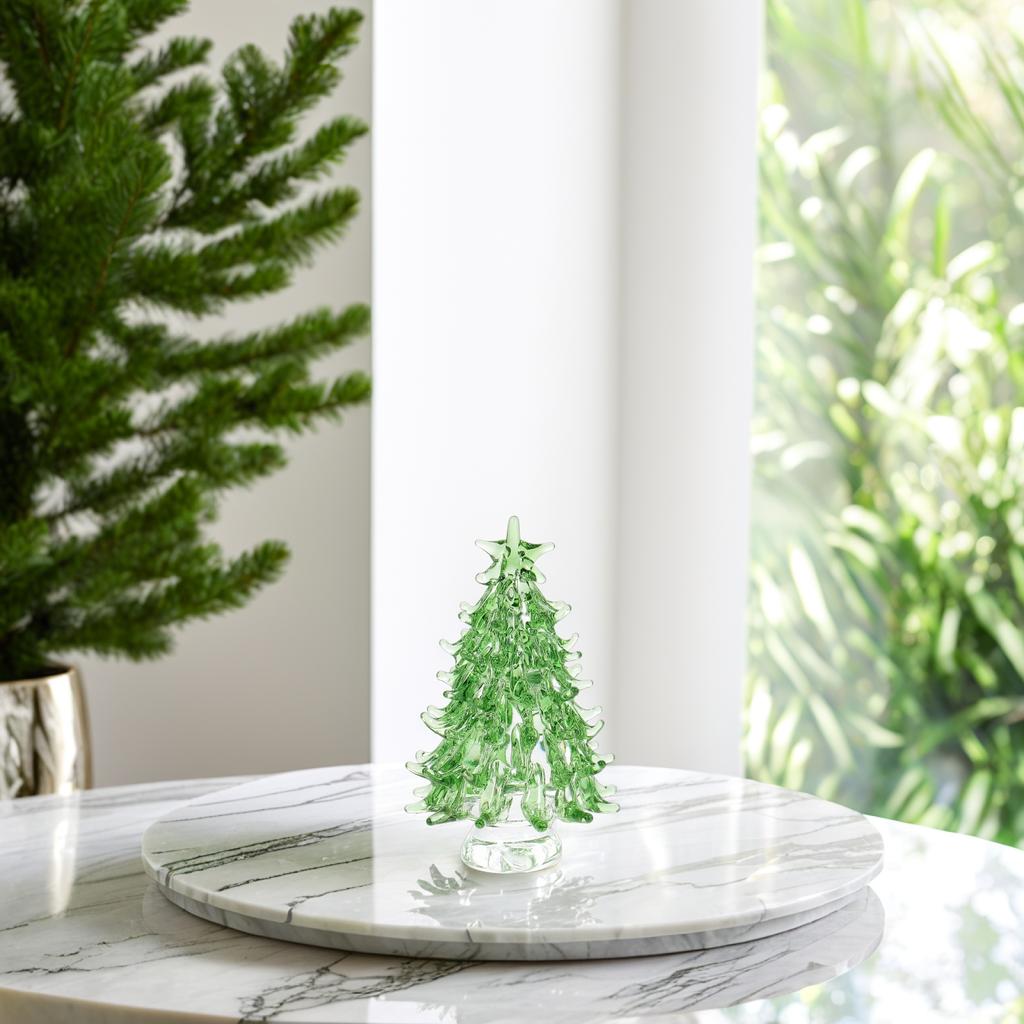 Mini Christmas Tree Crystal Desktop Decor Small Xmas Holiday Village Scene Table Decoration Christmas Supplies Five-