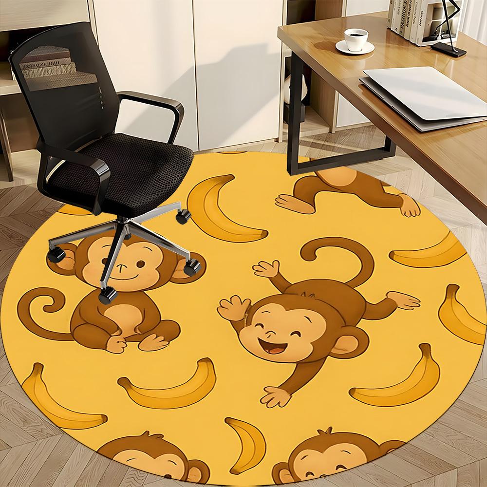 1pc Monkey Bananas Pattern Chair Carpet for Office, Non-slip, Soft and Durable Office Rug, Perfect for Office yy260131055
