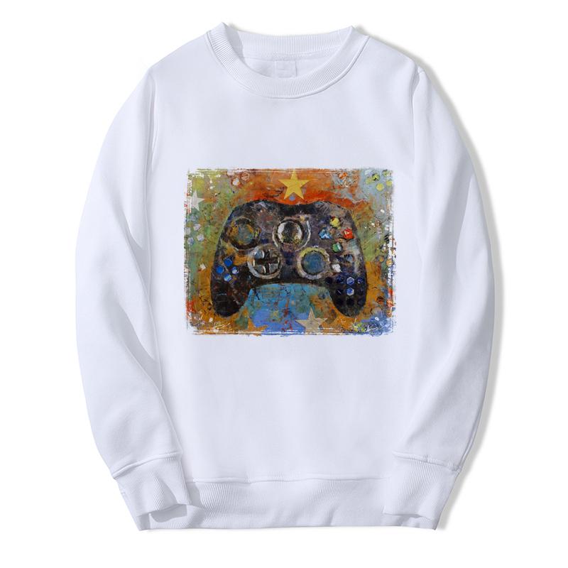 Buy Sweater Harajuku Crew Neck Sweatshirt Game Controller Print Fashion