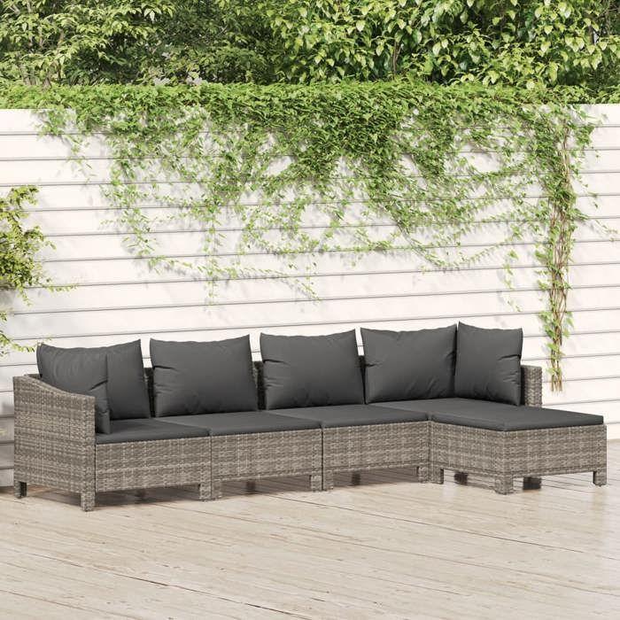VidaXL Garden Lounge Set with Cushions 5 Pcs, Patio Furniture Set, Outdoor Furniture, Patio Sofa, Modern, 3187270