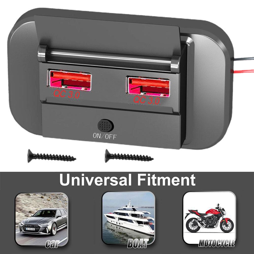 

Quick Charge Dual QC3.0 USB Ports Car Bus Charger Socket Adapter 12V/24V USB Power Panel With Swith For Marine Motorcycles New