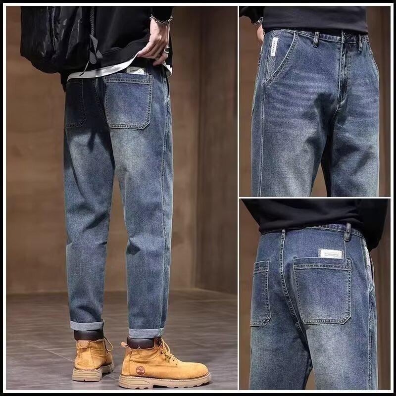 Old American Retro Jeans Men's High Street Spring and Autumn Loose Straight Trousers Tapered Nine-point Casual Trousers