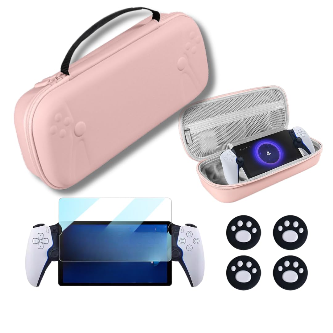 

LIMSE Accessory Set for PS Storage Tempered Glass Screen and Two Thumb and Portal Pink 4-in-1 Portal Case, Protector, Protectors. Shockproof, рожевий