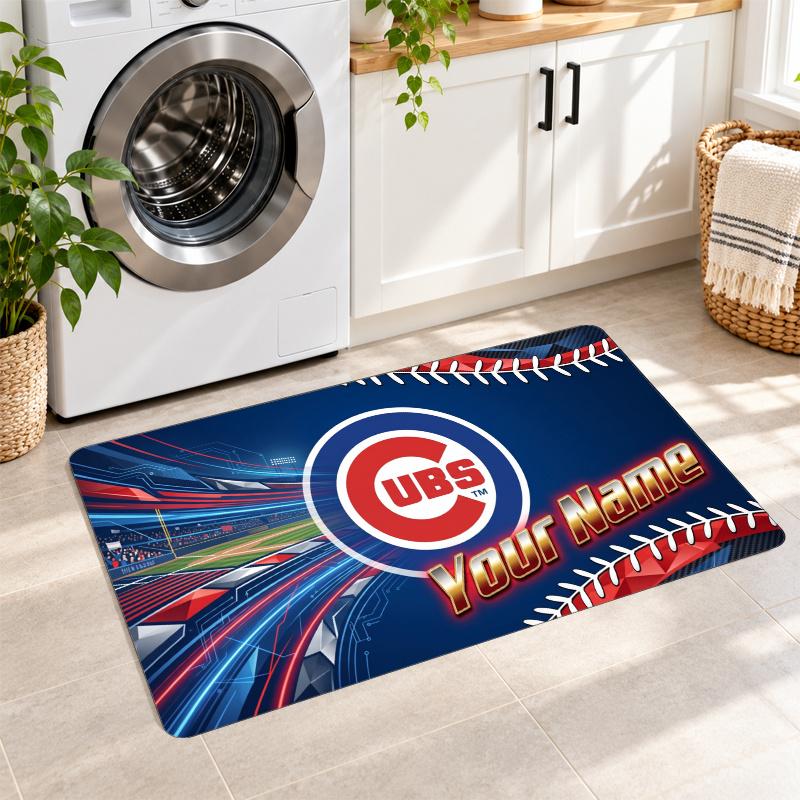 Chicago Cubs Custom Name Flannel Rug Kitchen Mat Non Slip Floor Carpet Personalized Home Decor