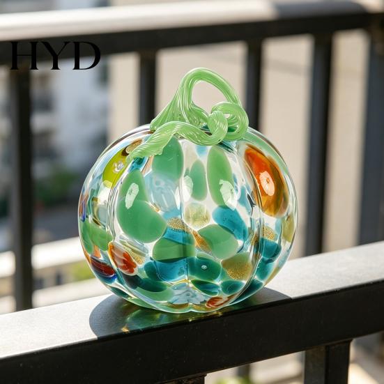 Pumpkin Ornament Mini Hand Blown Glass Ornament, Collectible Thanksgiving Halloween High-quality Faux Crystal Hanging Decoration for Fall, Harvest