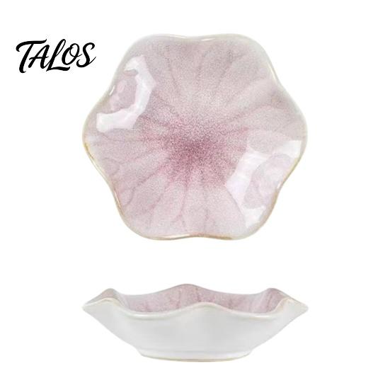 Talos Soy Sauce Dish Plate, Ceramic Lotus Leaf Design, High-Temperature Fired Unique Texture Jewelry Holder, for Dipping Vinegar Snack