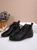 Women's Retro Pointed Toe Lace-Up Flat Ankle Boots, Soft Leather, Versatile Martin Style for Spring 2025.