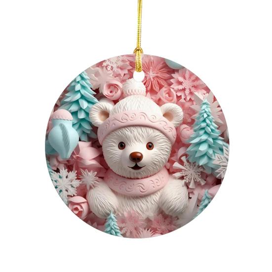 Christmas Pendant Santa Claus Elk Snowman Charm 2D Christmas Hanging Ornament with Lanyard Design Elk Window Decor