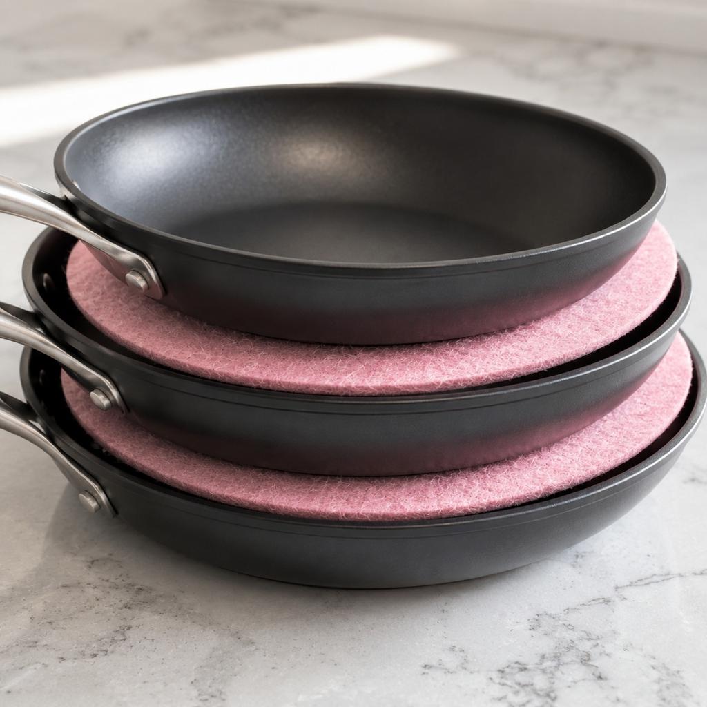 Round Felt Pads Set for Kitchen Use Flat Pot Holders Trivets Heat Resistant Table Protectors Non-Slip Durable Material for Hot Pans and Dishes