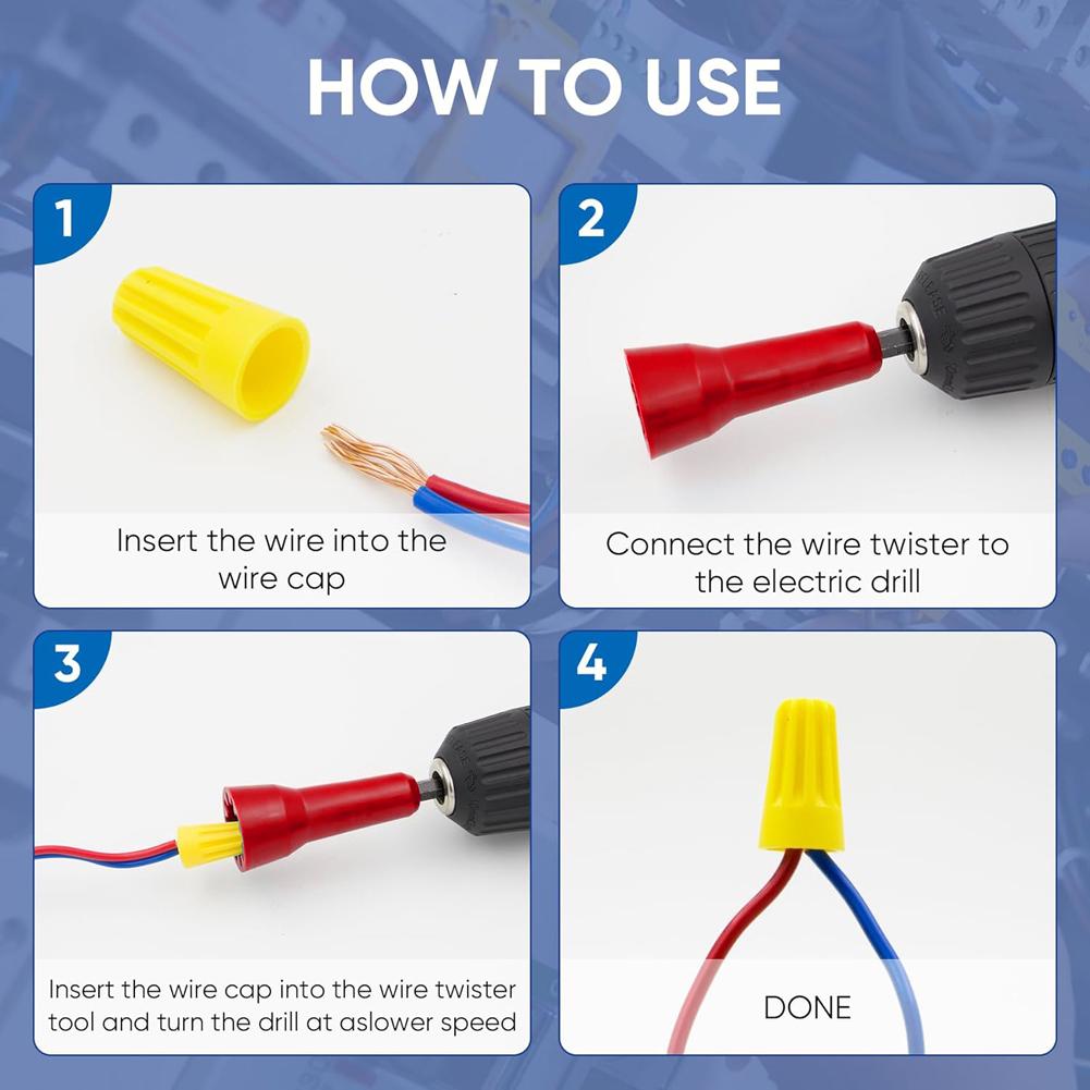 Wire Nut Twister with 1/4 Chuck Spin Twisting Wire Connector Socket (Red)