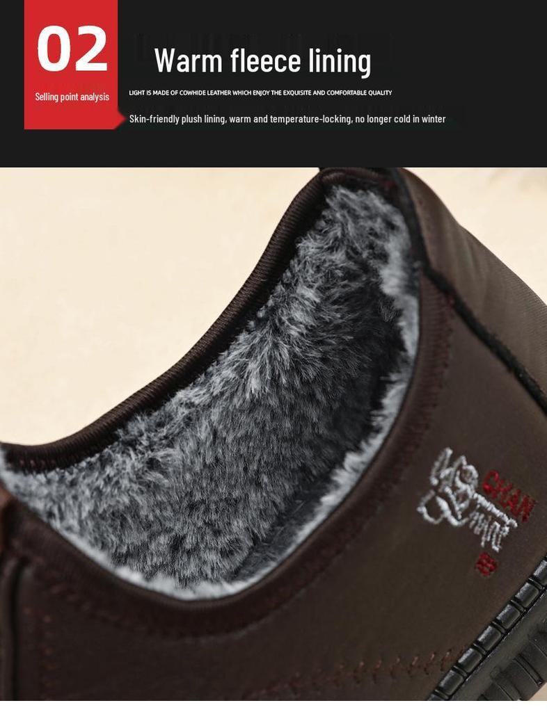 Men's Winter Plus Velvet Non-slip Slip-on Casual Boots for Middle-aged & Elderly