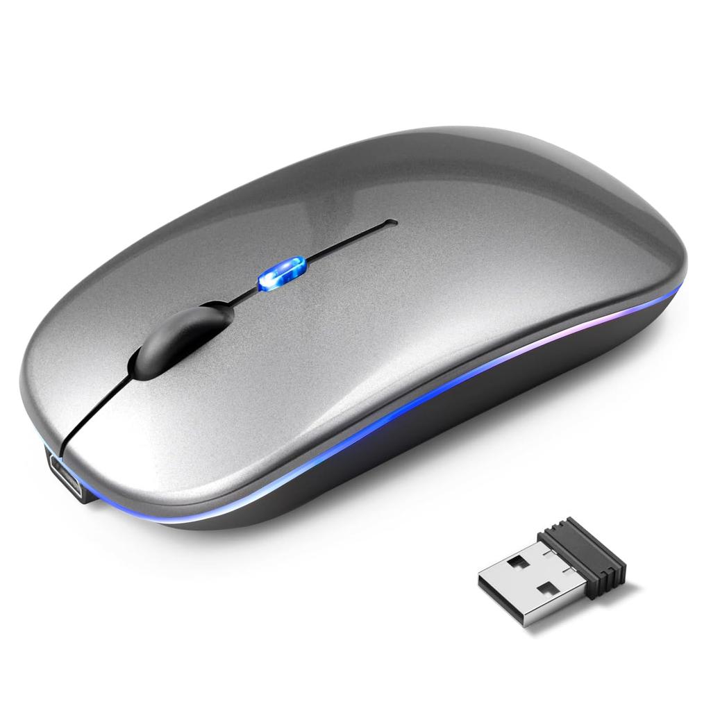 [2025 New Upgrade] Mucuru Wireless Mouse, Bluetooth 5.4, Quiet, Slim, Type-C, Rechargeable, 2.4GHz, 3-Level DPI Switching, Energy-Saving, Instant