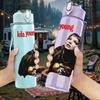 1PC Retro Long Hair Female Singer Portrait Print 750ml Portable Sports Water Bottle Leakproof Gym Outdoor Travel Drink Cup