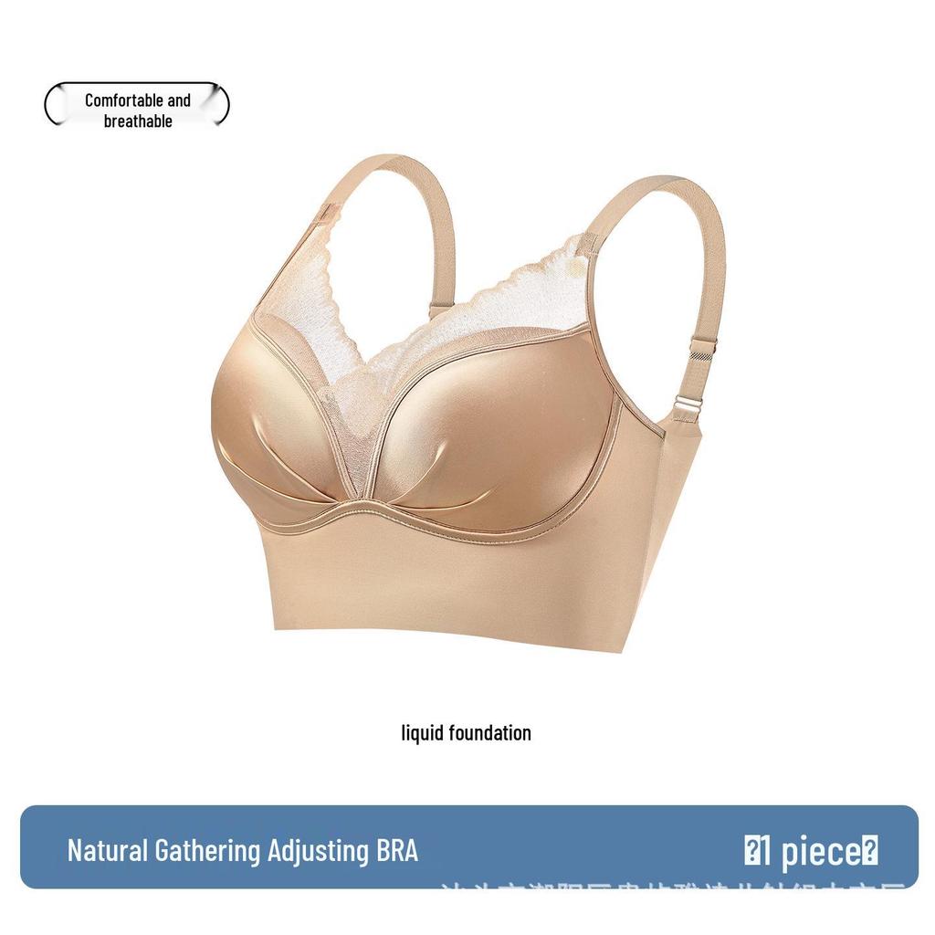 Seamless Lace Skin-Nourishing Wire-Free Bra for Small Busts - Lifts, Supports, Reduces Side Boob, Anti-Sagging, Beautiful Back Design