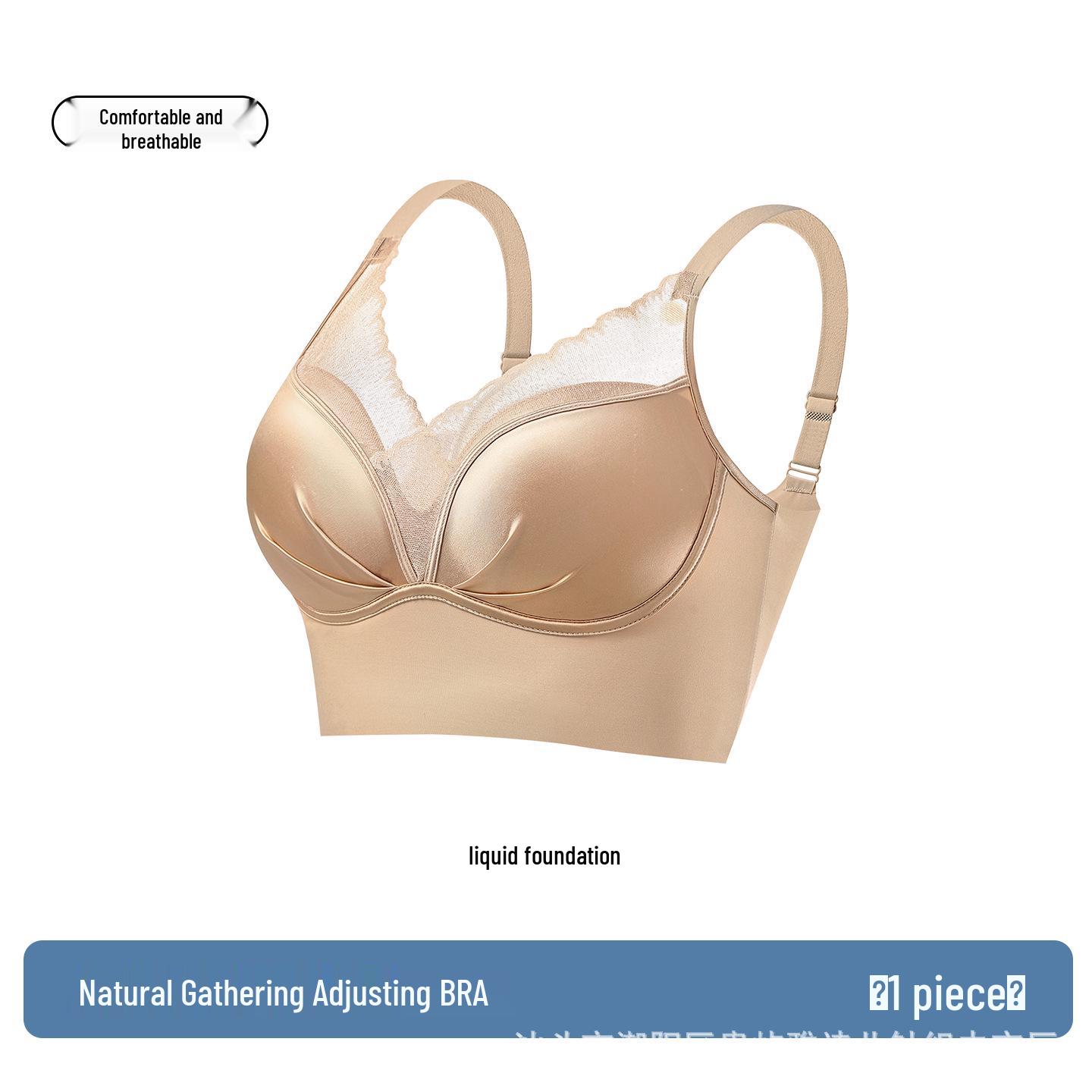 

Seamless Lace Skin-Nourishing Wire-Free Bra for Small Busts - Lifts, Supports, Reduces Side Boob, Anti-Sagging, Beautiful Back Design XL [60-70 kg]