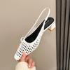 579-6 Woven French Retro Hollow Thick Heel Women's Shoes 2025 Summer New Pointed Bow Empty Sandals