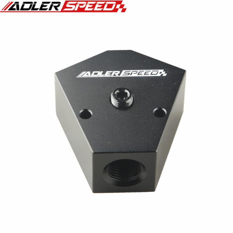 ADLER SPEED 3/8'' In 3/8'' Out Female Y-Block Fitting Adapter With 1/2" NPT Gauge Port Red / Black / Blue