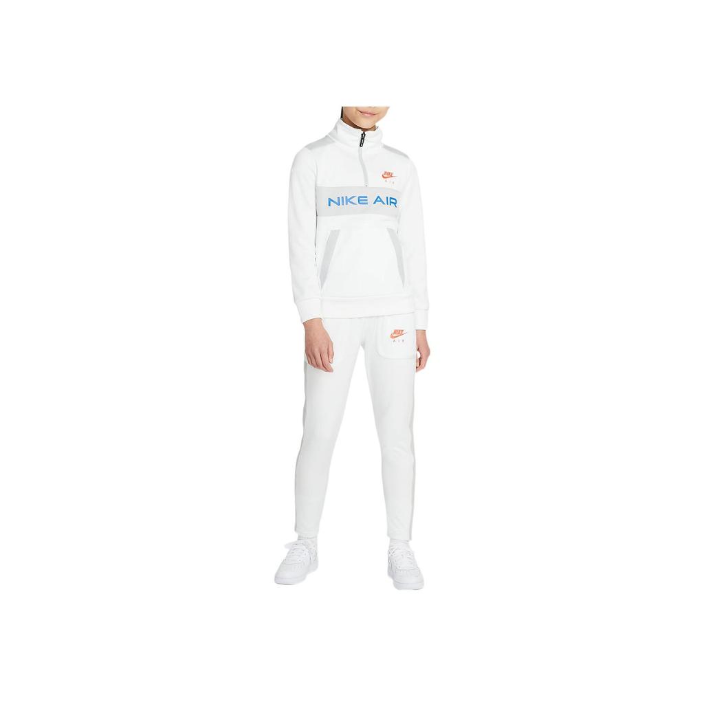 Nike Casual Sports Suit No Hood Stand Collar Half Zip Brand Logo Print Front Pocket Long Sleeve Sweatshirt Elastic Waist Kids sweatshirt DA1410-097