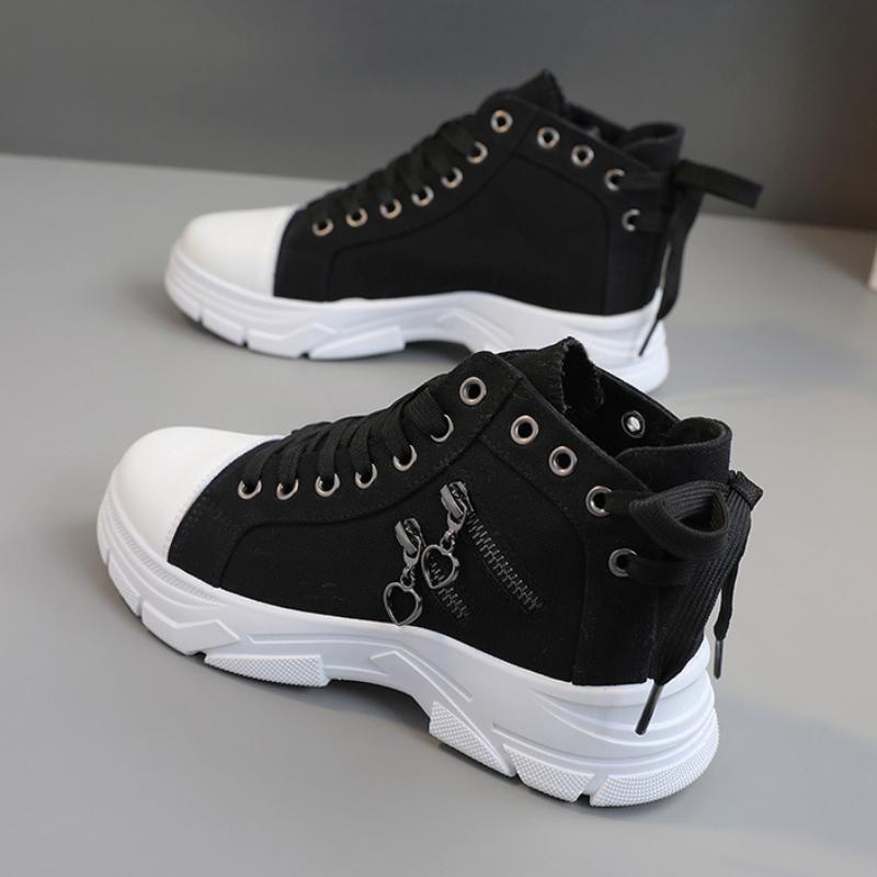 Fashion 2024 New Women's High Top Sneakers Luxury Denim Canvas Shoes for Women Fashion Platform Boots Outdoor Lace Up Women Sports Shoes