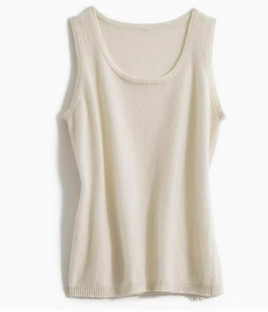 Women's Slim Fit Cashmere Spaghetti Strap Vest: Round Neck Sleeveless Knit Sweater for Autumn/Winter