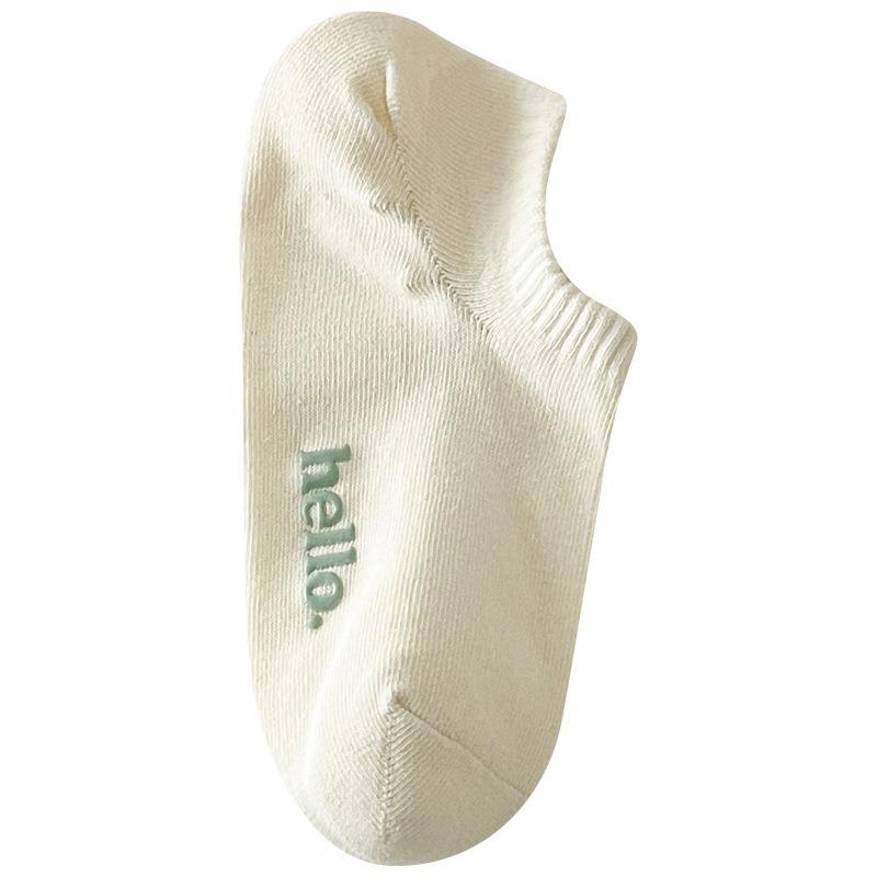 5 Pairs of Women's Spring and Summer Thin Letter Cotton Breathable Heel Socks