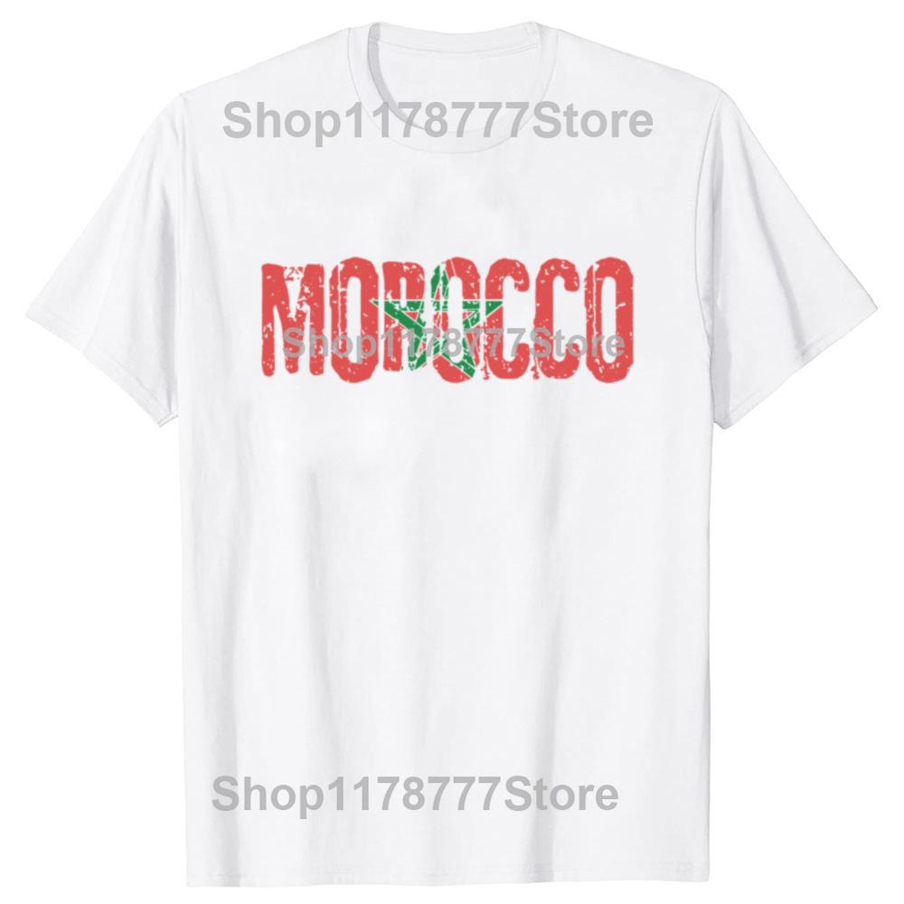 Funny Moroccan Flag Morocco Soccer T Shirts Cotton Streetwear Short Sleeve Birthday Gifts Unisexs Fashion Casual Loose T Shirt
