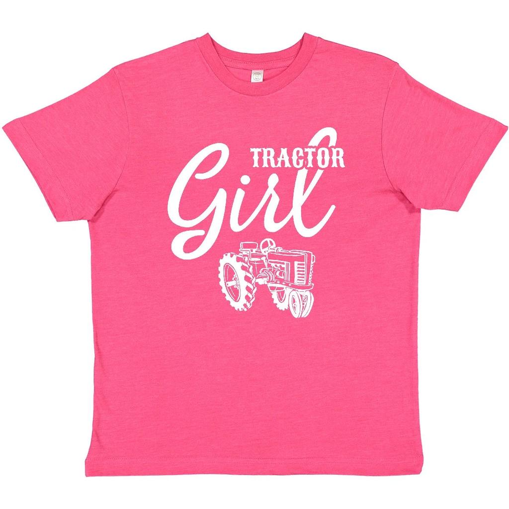 Inktastic Tractor Girl Youth Kids Boys T-Shirt Woman Retro Vintage Farm Farmer Tee Kids