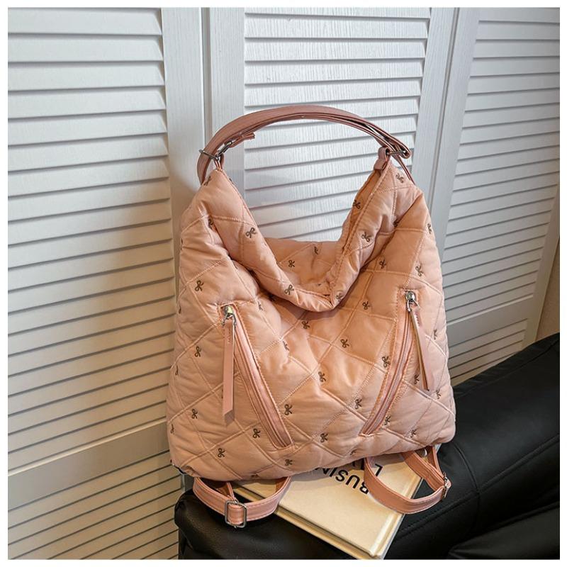 

Модная сумка-мессенджер на плечо в студенческом стиле, женская новая ромбовидная сумка-тоут, повседневный рюкзак большой вместимости розовый