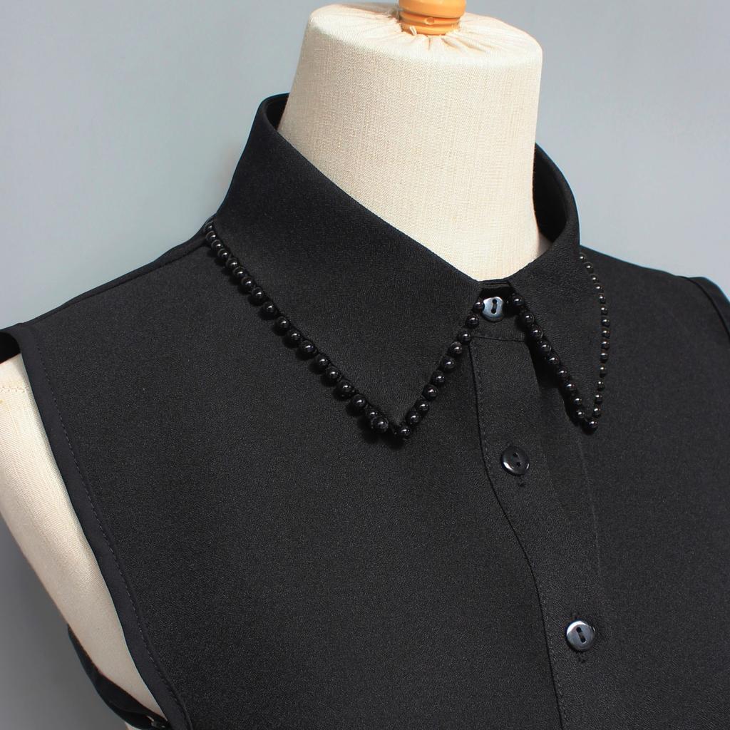 Exquisite fake collars with hand-sewn pearl embellishments. These decorative collars are unique, versatile, and detachable. The