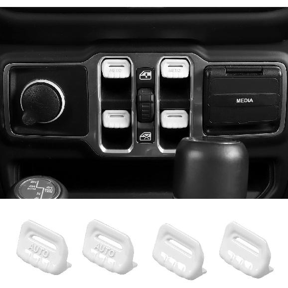 Window Switch Button Cover Trim Interior Accessories Fit for 2018-2025 Jeep Wrangler JL JLU & Gladiator JT(White)