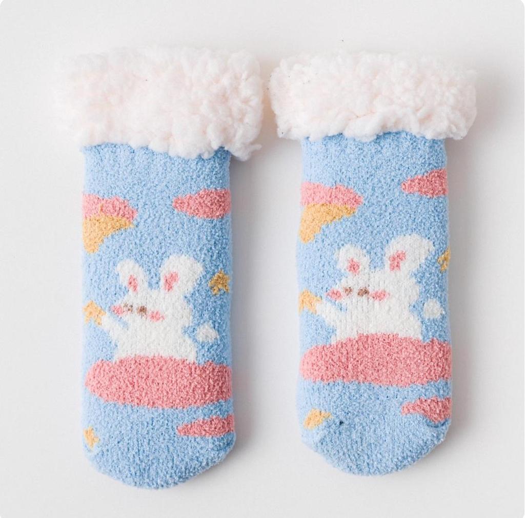 Non-Slip Fleece-Lined Baby Winter Socks - Thick, Warm, and Cozy Coral Floor Socks for Children