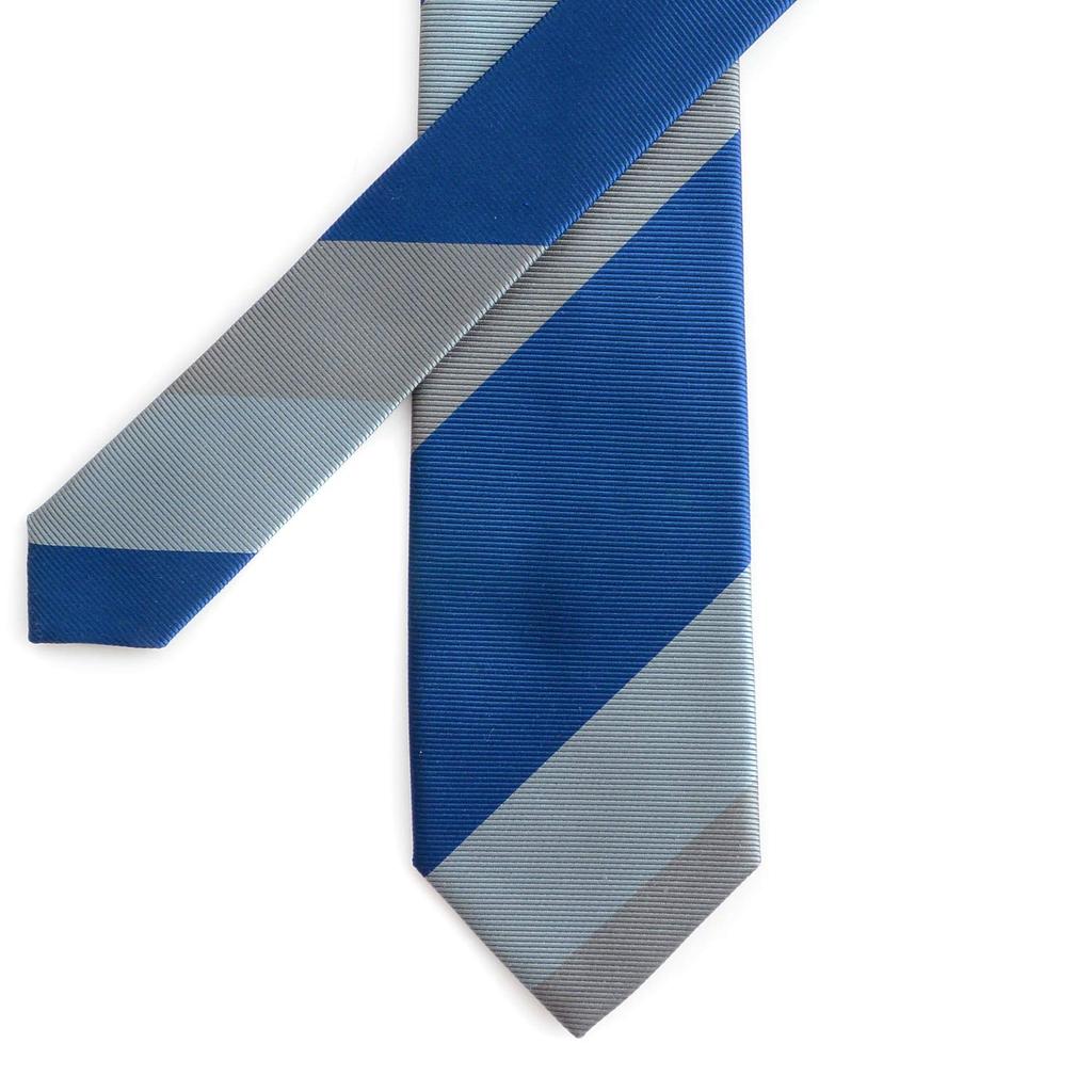 [Michiko London] Brand Necktie, Made in Japan, Silk, Jacquard Weave, Block Stripe Pattern (Pattern B)