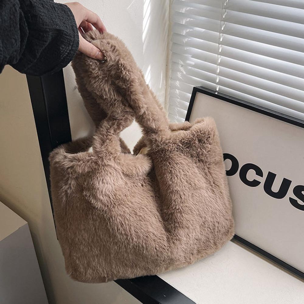Cute Shoulder Bag Plush Hand Bag Purses Tote Bag  Female