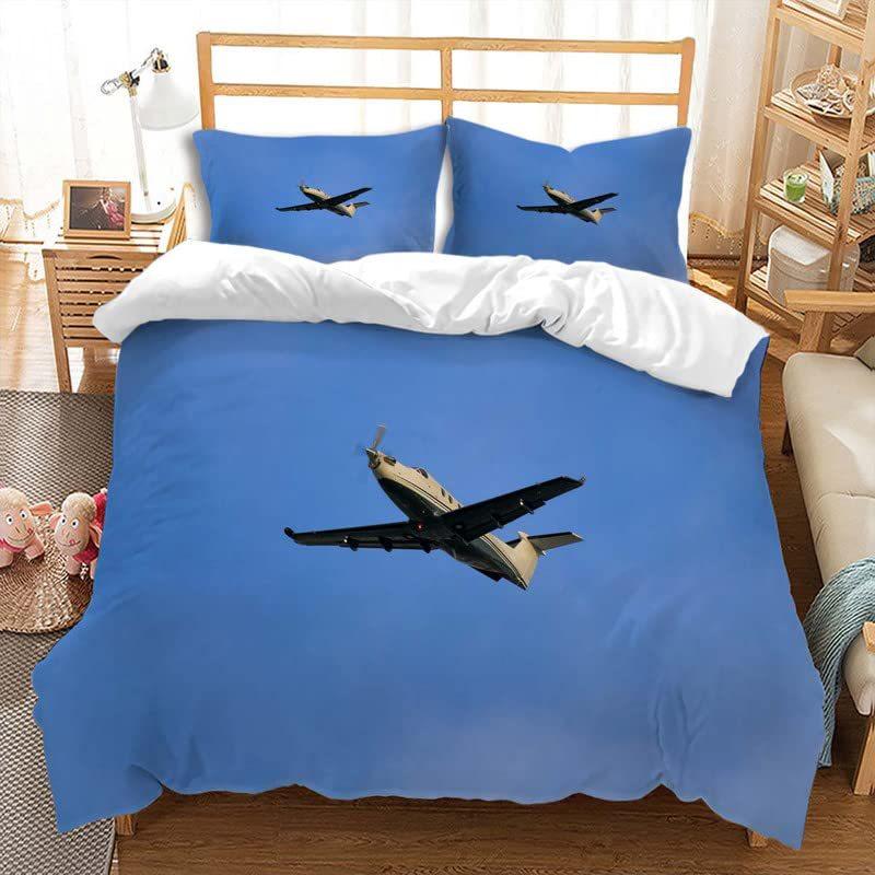 Aircraft Three-Piece Quilt Cover 3D Digital Printing Bedding Set Four Seasons Bed Cover