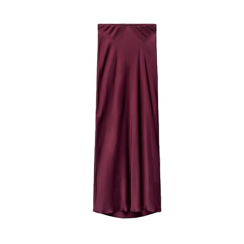 Spring New Arrival High Waist A- line Sheath Skirt Long Skirt Fancy Silk Satin Texture Midi Skirt 9878250