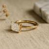 Radiant Cut Engagement Ring, Solitaire Yellow Gold Plated Band, Classic Bridal Jewelry, Promise Ring for Her