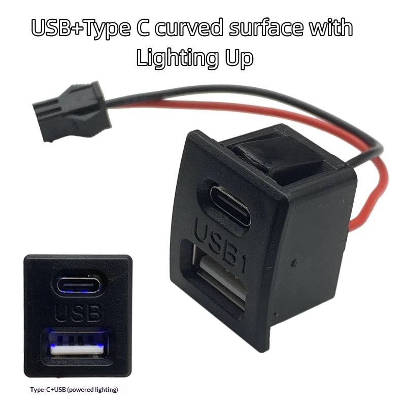 Dual Port USB C Charging Power Socket Double Layer Female Base Fast Charging with USB Reading Lamp for Travel Use