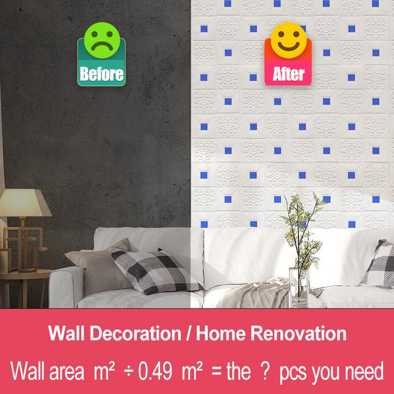 70cmx10m 3D Self-Adhesive Wallpaper Continuous Waterproof Brick Wall Stickers Living Room Bedroom Children's Room Decoration
