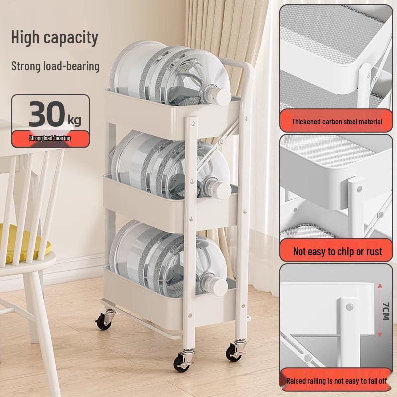 Folding Movable Storage Trolley Rack for Living Room and Snacks