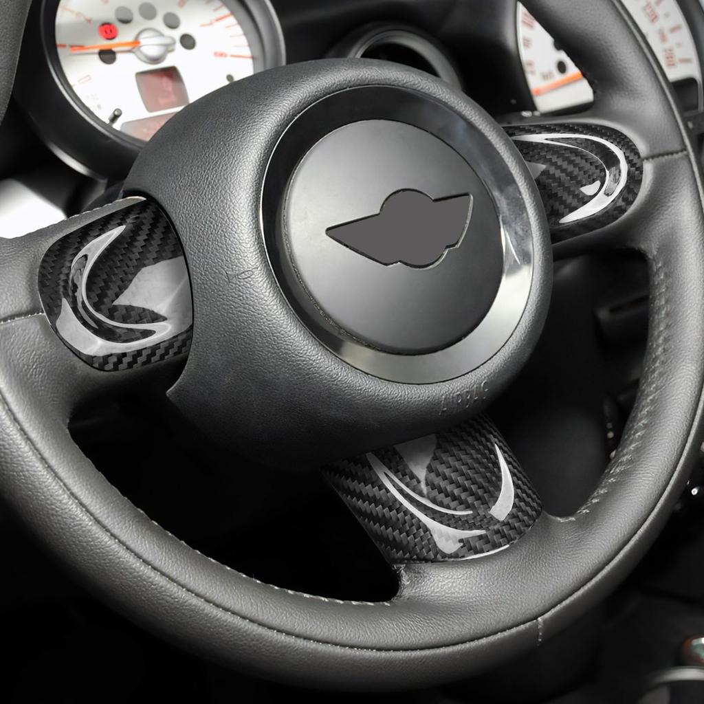 AIRSPEED Hard Carbon Fiber Steering Wheel Trim Cover for Mini Clubman Cooper Generation Interior Steering Wheel Button Decorative Stylish Custom
