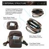 Men Top Grain Crazy Horse Leather Crossbody Bag Multi-Zipper Pockets Vintage Texture