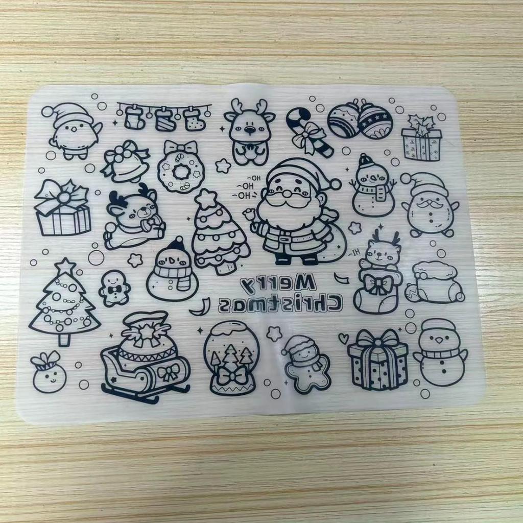 Christmas Silicone Cartoon Doodle Placemat - Reusable Painting Mat