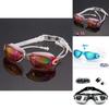 Gafas de Natación Premium Impermeables Y Antivaho Recubrimiento de Colores Espejo Pequeño Set de Competición Para Visión Cristalina