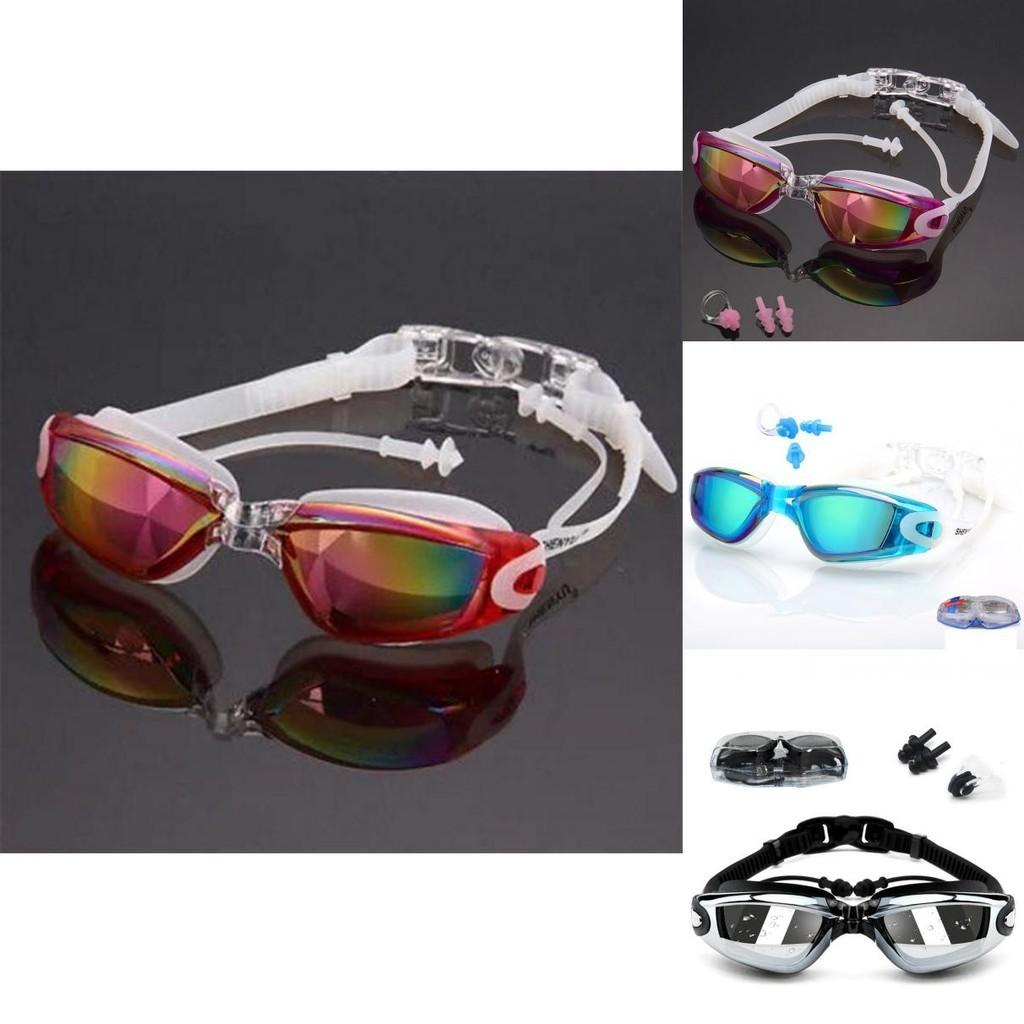 Gafas de Natación Premium Impermeables Y Antivaho Recubrimiento de Colores Espejo Pequeño Set de Competición Para Visión Cristalina