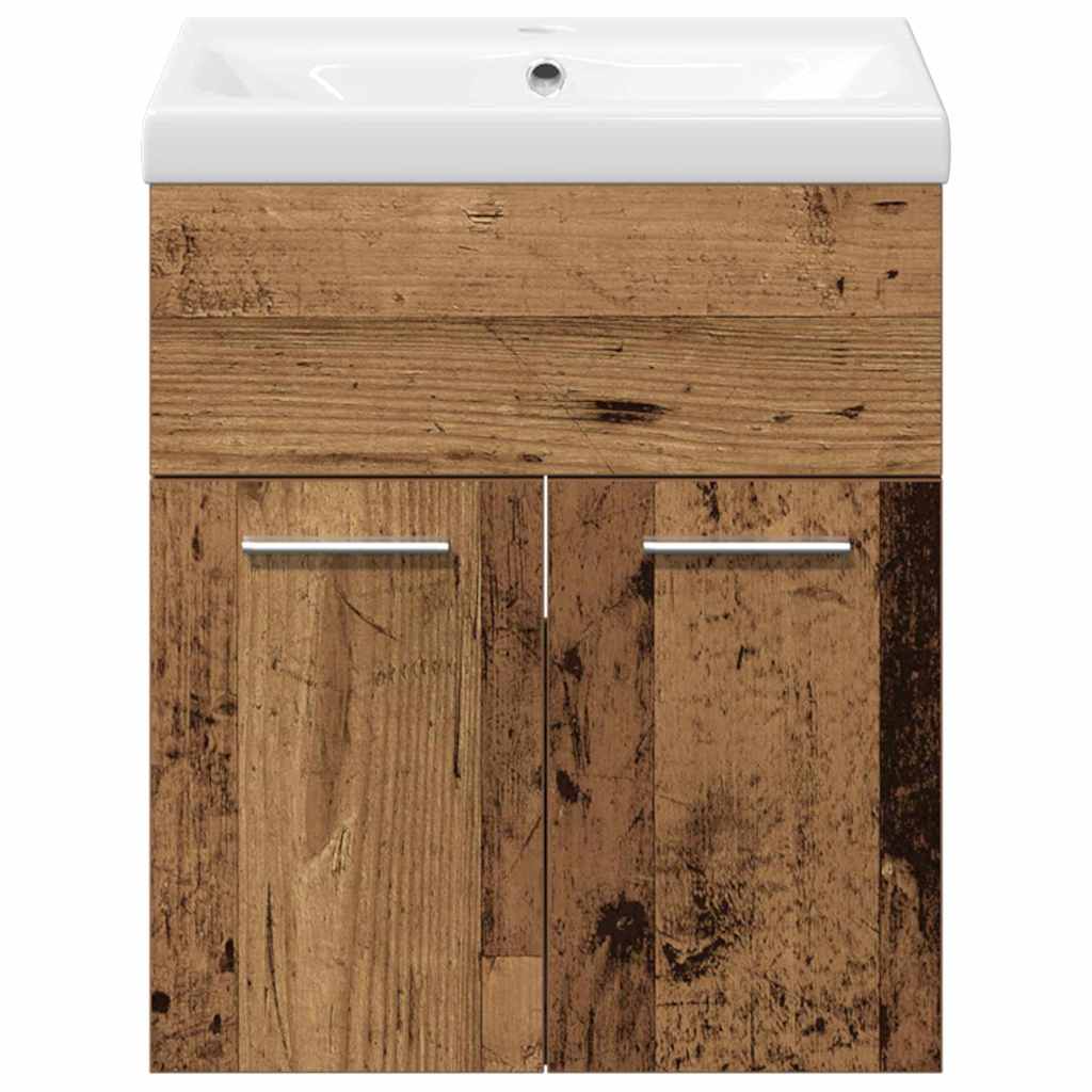 Wall Mounted Bathroom Furniture Set 3 Pcs Reclaimed Wood Effect Particleboard
