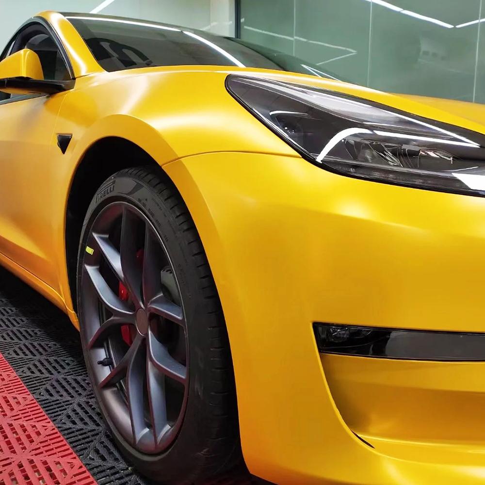 

Car Sticker Color Change Vinyl Film Matte Metallic Yellow PET Bubble Free Wrapping Car Accessories Auto Self Adhesive Decals 10x152cm