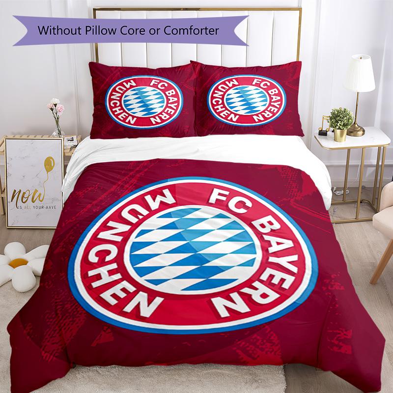 Bayern Münih Nevresim Takımı Nefes Alabilen Yorgan Kılıfı ve Yastık Kılıfları Yatak Odası için Dekoratif Nevresim Takımı Ev Dekorasyonu Doğum Günü Hediyesi