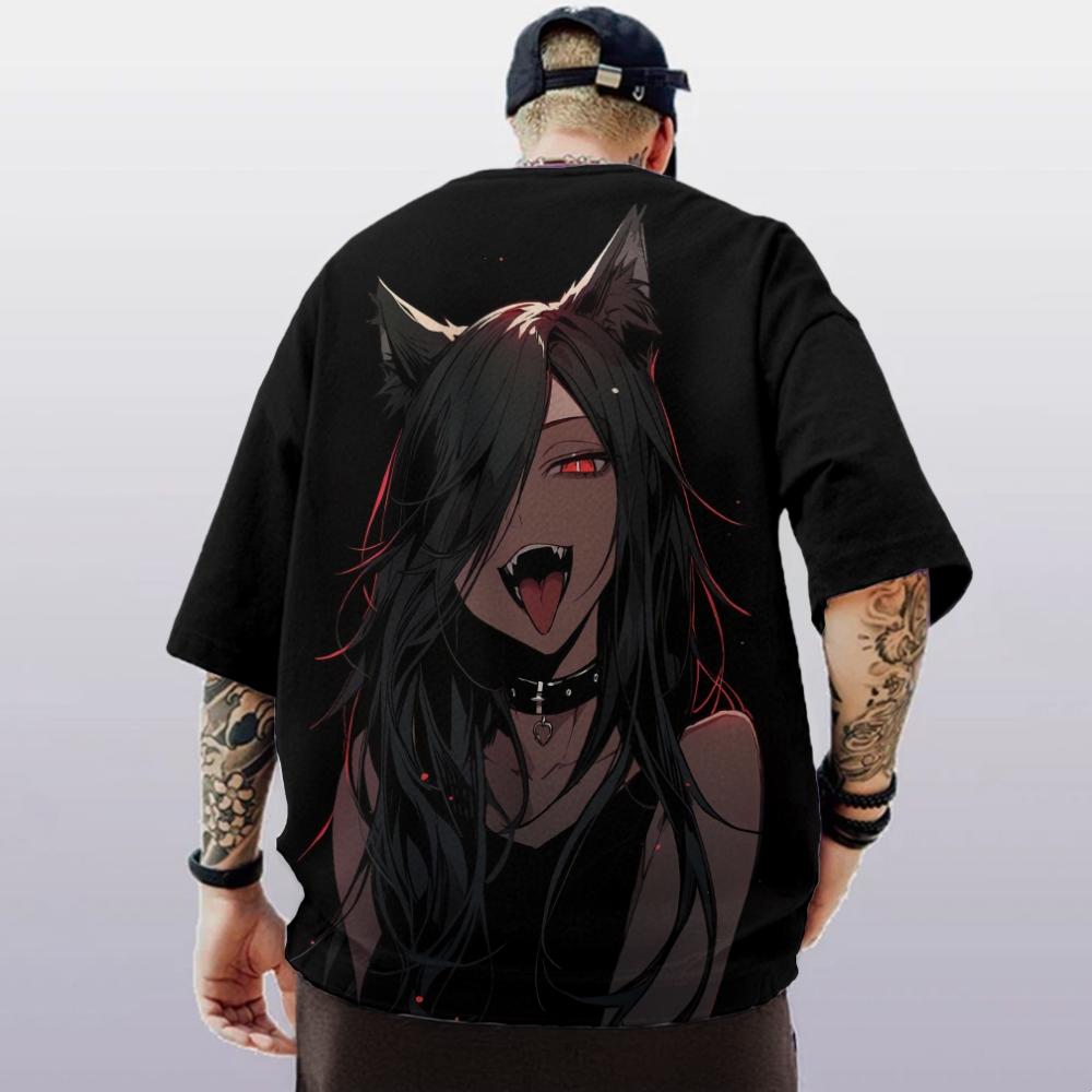 3D Cat Girl Printed Men's T-shirt
