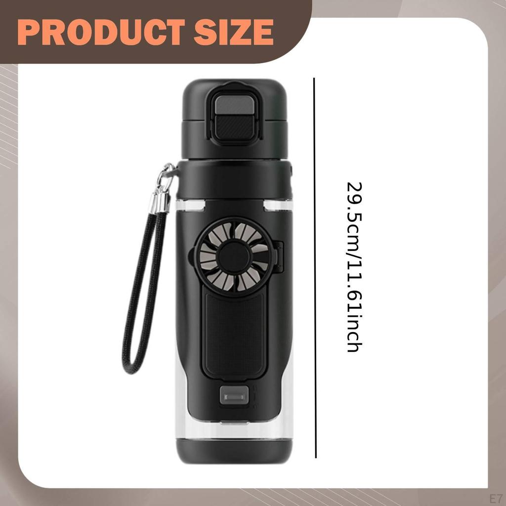 Bottle with Fan Adjustable Speeds Portable USB Handheld Removable for Outdoor Hiking Travel